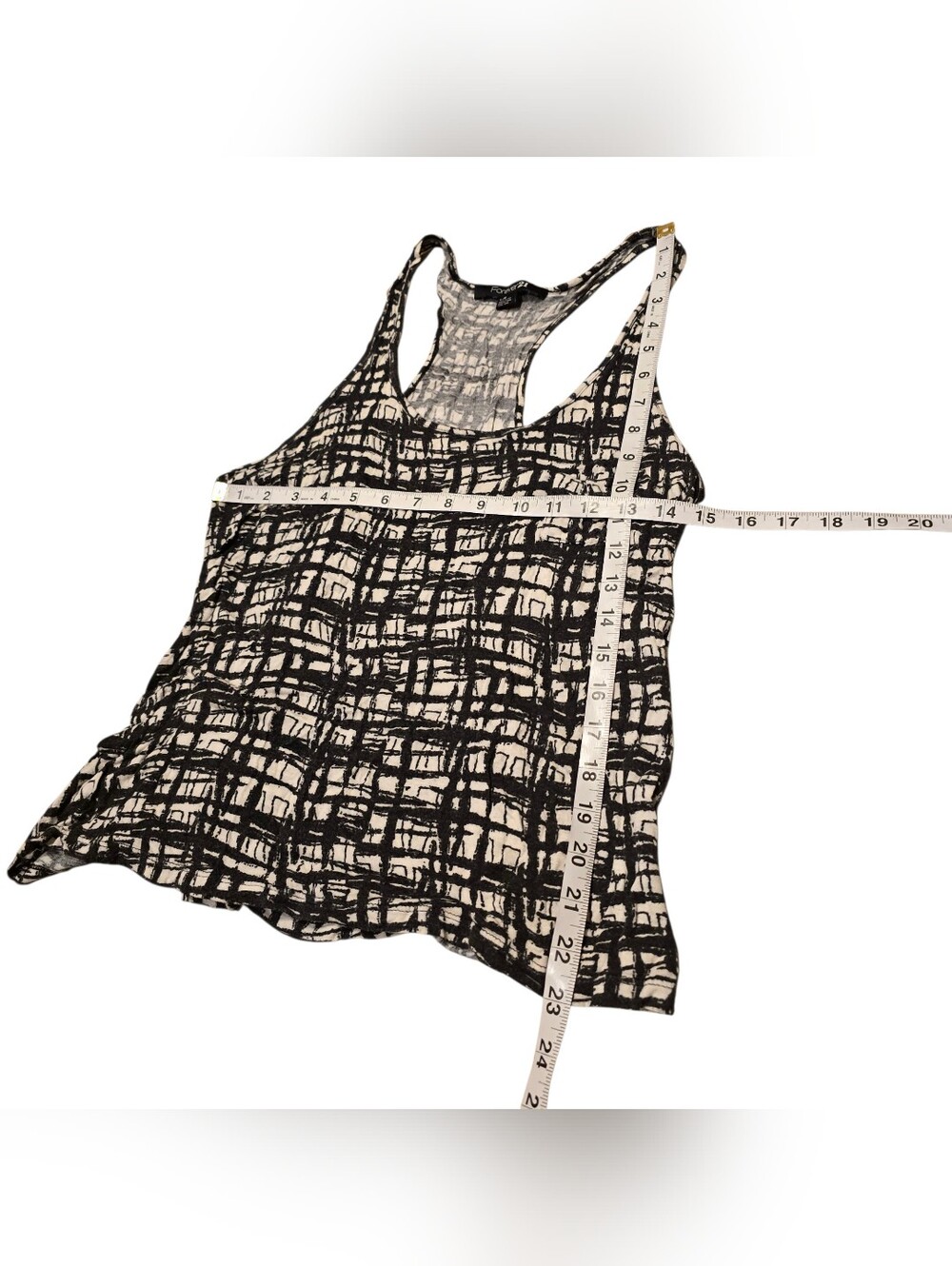 Forever 21 Racerback Tank Top Black White  Scoop Neck L Sleeveless Lightweight - Picture 5 of 7